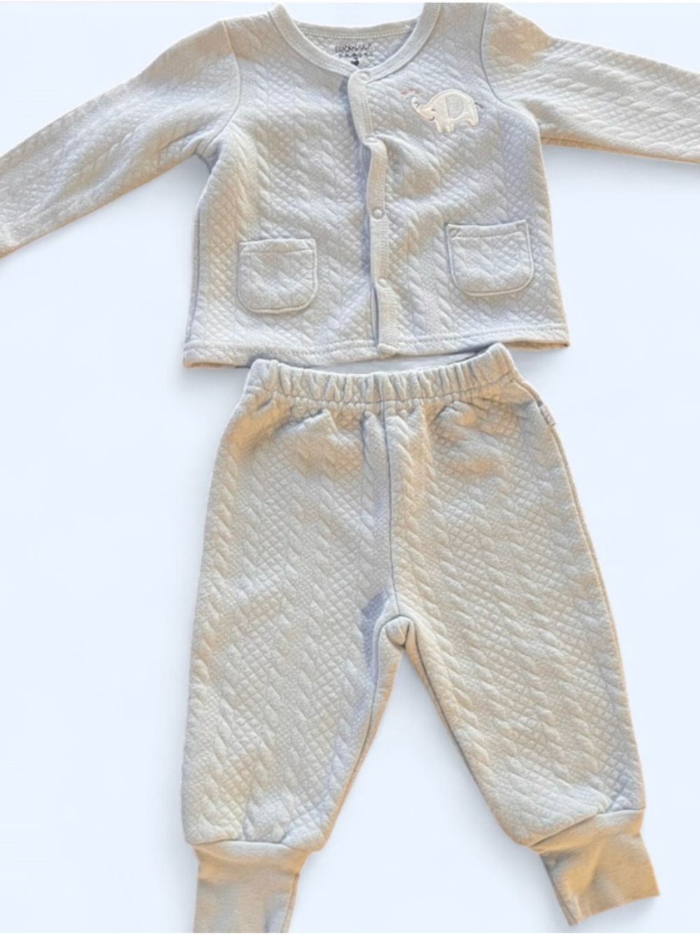 Quilted Baby Two-Piece Pajama Set - Light Blue